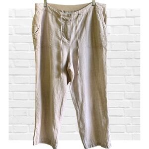 Charter Club Tan Linen Pants Coastal Oversized Lagenlook Resortwear Minimalist